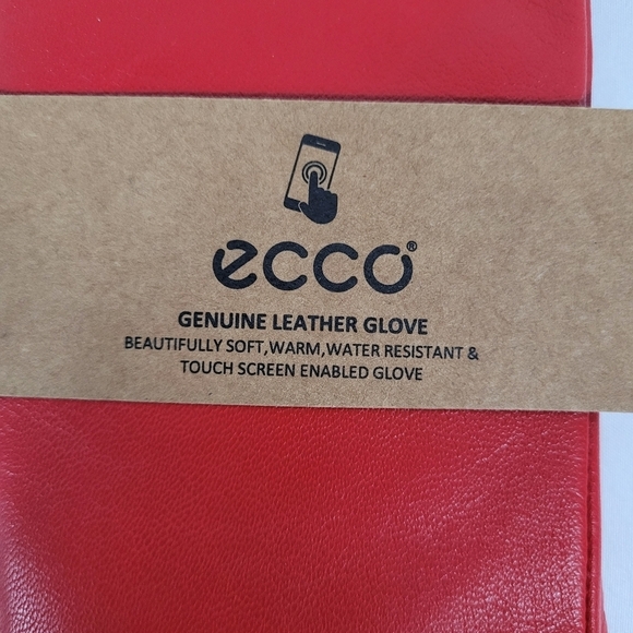 Ecco Unisex Plain Leather Gloves With Wool Lining And Elastic Wrist Sz Small NWT - Picture 2 of 5